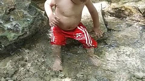 My son enjoy the water