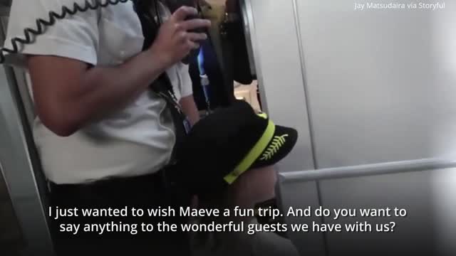 Pilot gets emotional introducing Make-A-Wish recipient – his niece.