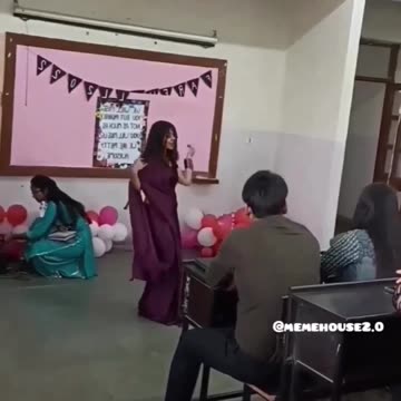 A beautiful hot ladies teacher dance in the school