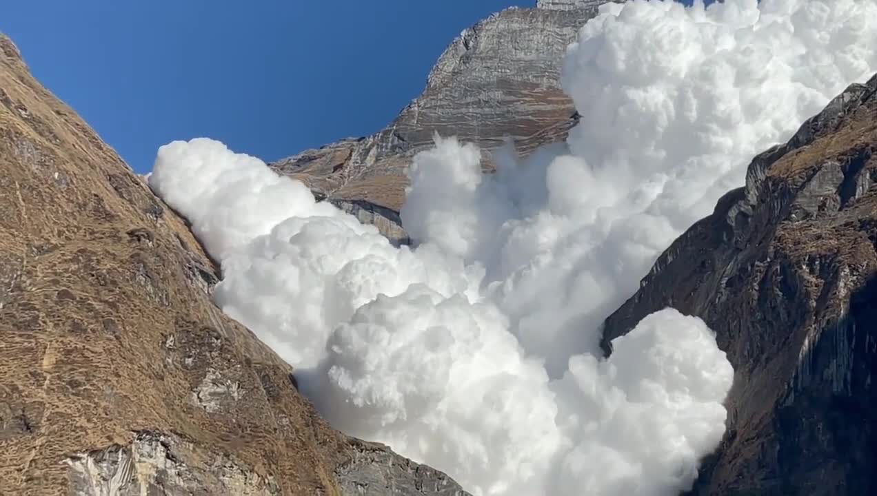 Avalanche Hits Glacier Lake in Nepal