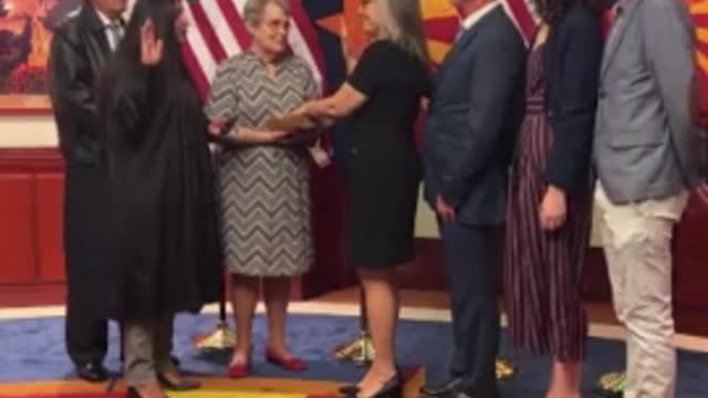 Katie Hobbs Already Embarrassing Arizona As She Has A Giggle Fit During Her Swearing In