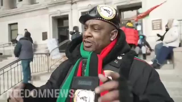 Black panther in Kenosha gives his views..