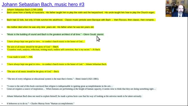 Bach, music hero #3, list of his best songs