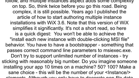 Installing multiple instances of an Application with Wix Toolset