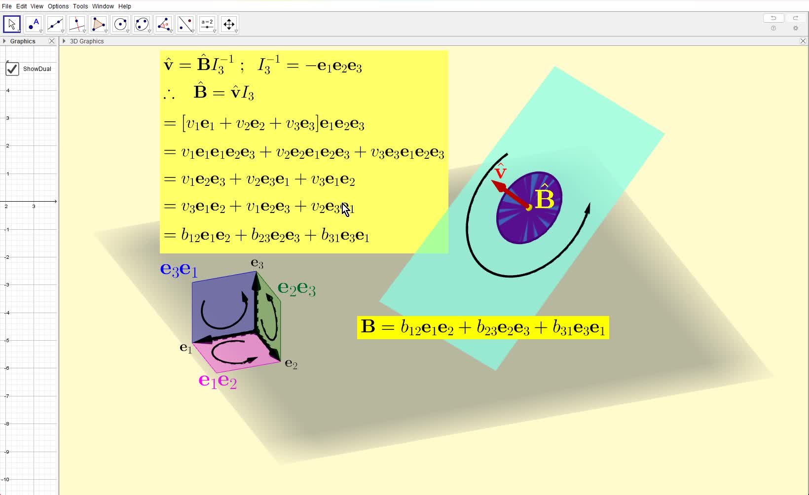 Geometric Algebra (GA) with GeoGebra: Identify a Bivector's Orthonormal Components