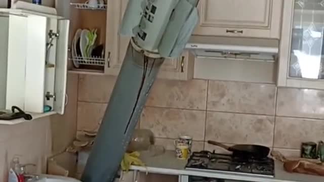 Ukraine - Bomb lands in residential house unexploded