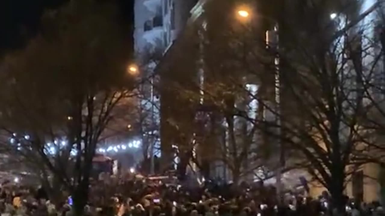 People protest peacefully in Georgia and police uses watercannons and peper spray on them