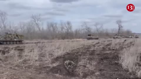 Footage of dozens of Ukrainian tanks, armored vehicles heading to battle