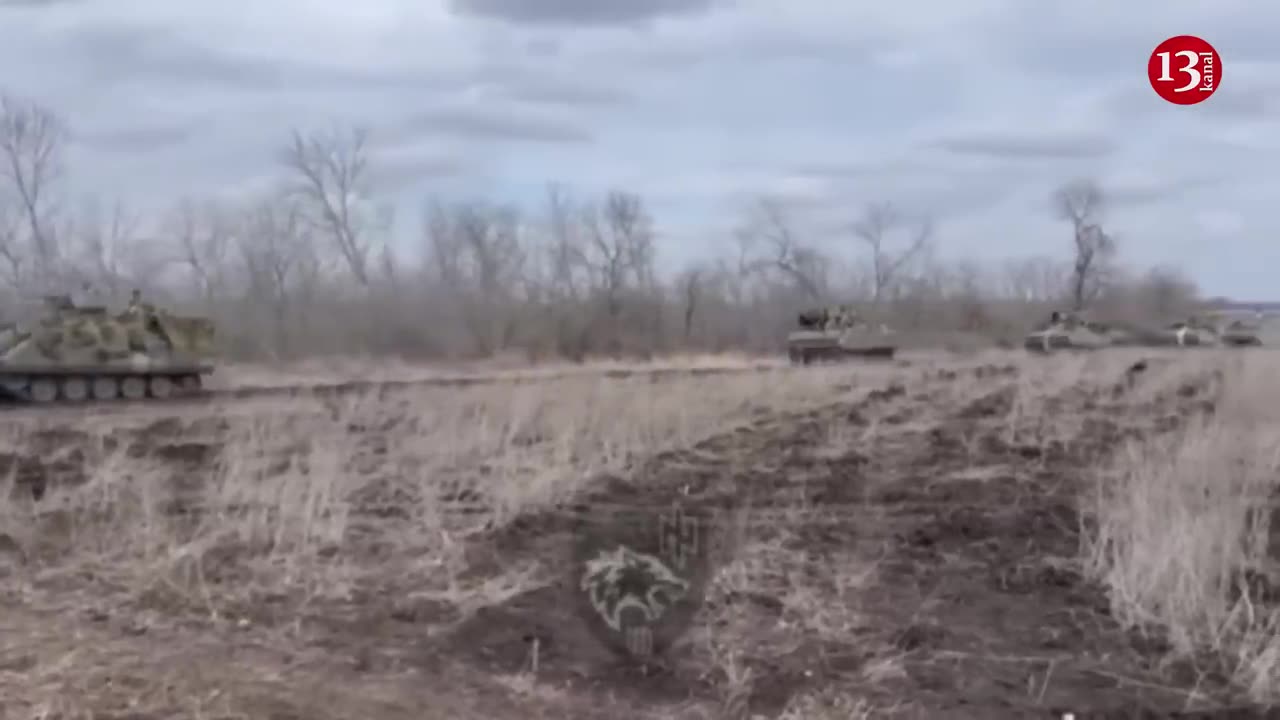 Footage of dozens of Ukrainian tanks, armored vehicles heading to battle