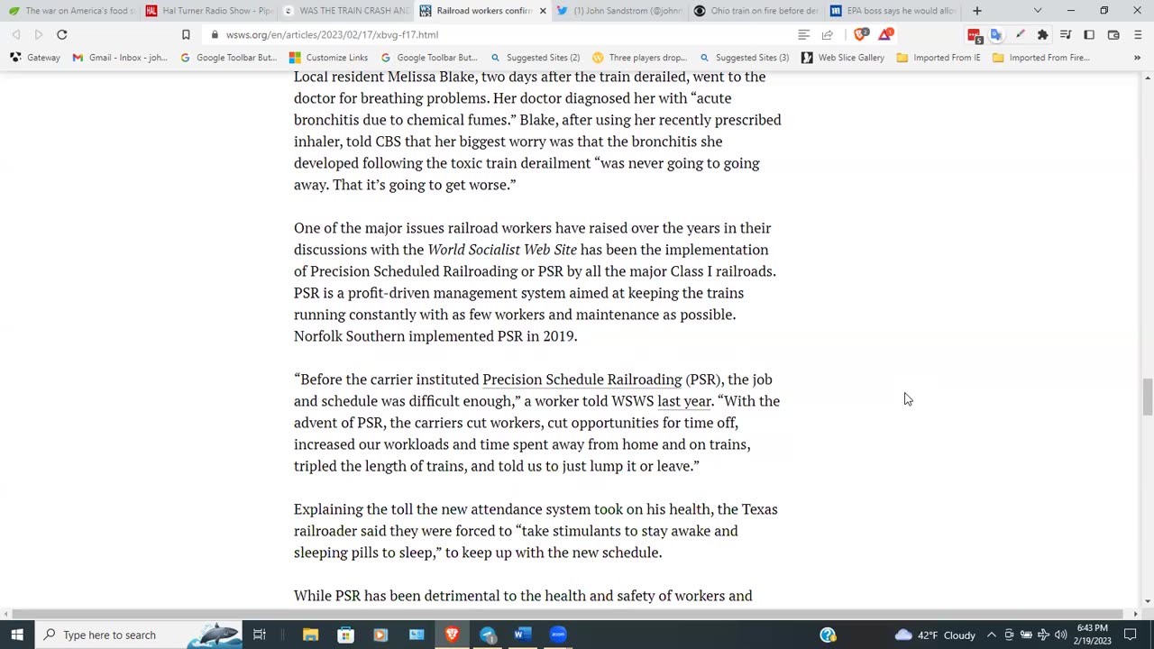 Train Derailments, Chemical Poisoning and Food Plant Destruction in the USA