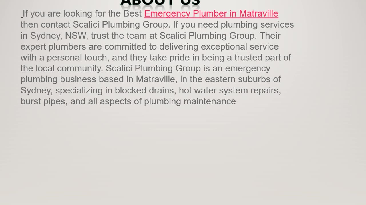 The Best Emergency Plumber in Matraville