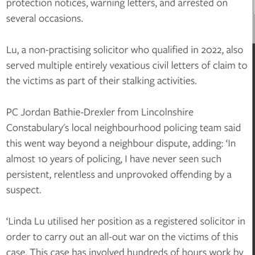 Lawyer jailed for harassment.