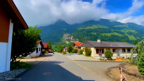 Oberried, Switzerland walk in rain 4K - Most beautiful Swiss villages - rain ambience
