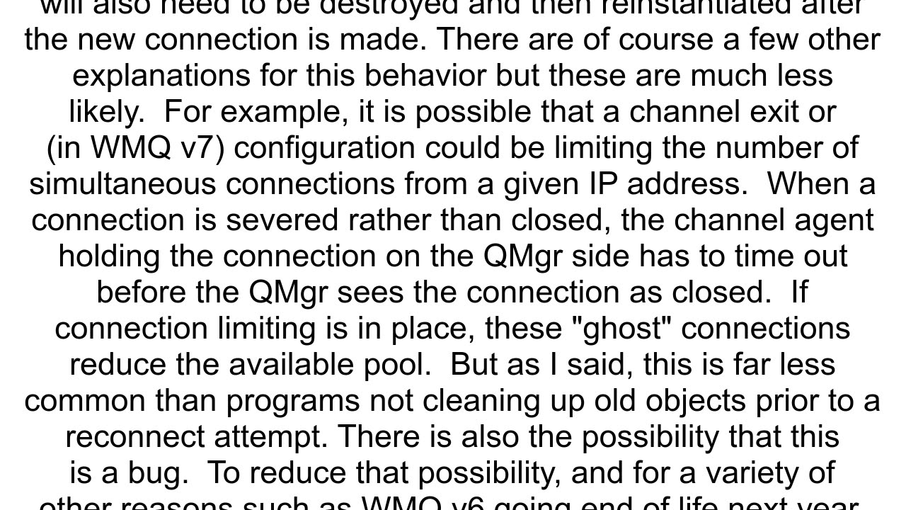 Getting error reason code 2059 on MQ client C when reconnecting to QueueManager after awhile