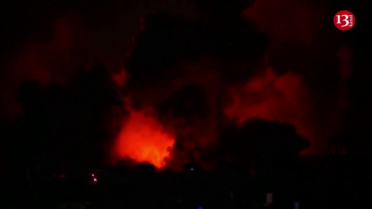 MOMENT: Explosions in Gaza night sky during Israeli air strikes