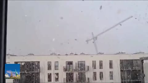 Terrifying moment a 98ft crane is blown away _ Series of storms have hit Europe- NEWS OF WORLD