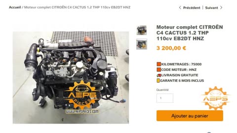 Moteur complet CITROËN C4 CACTUS 1.2 THP 110cv EB2DT HNZ