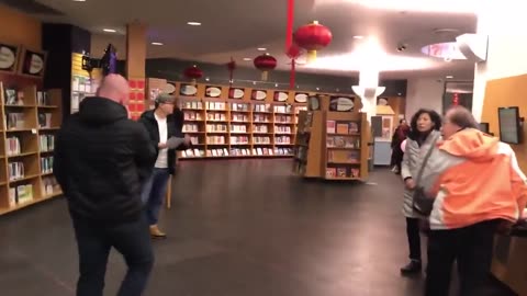 Man kicks librarian in stomach then runs