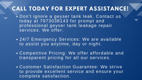 Geyser Tank Leakage Repair - Call Today – 7973038143