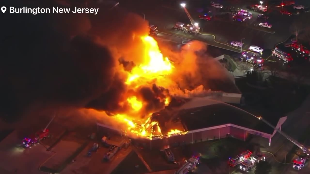 Multiple firefighters are battling a massive Church fire in Burlington, NewJersey