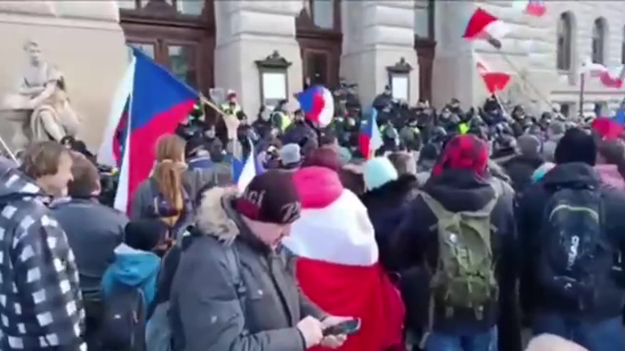 Footage has surfaced from yesterday's protest in Prague