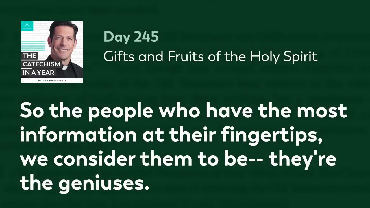 Day 245: Gifts and Fruits of the Holy Spirit — The Catechism in a Year (with Fr. Mike Schmitz)