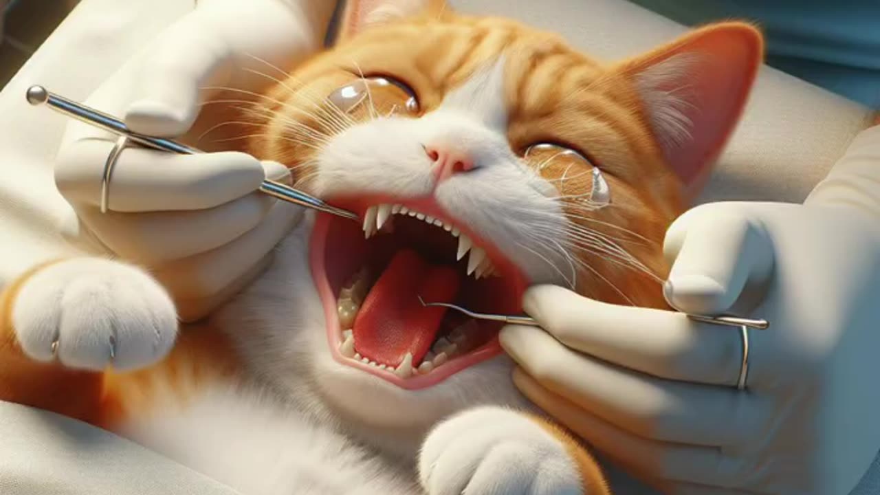 The story of a cat who did not brush his teeth and his teeth were damaged