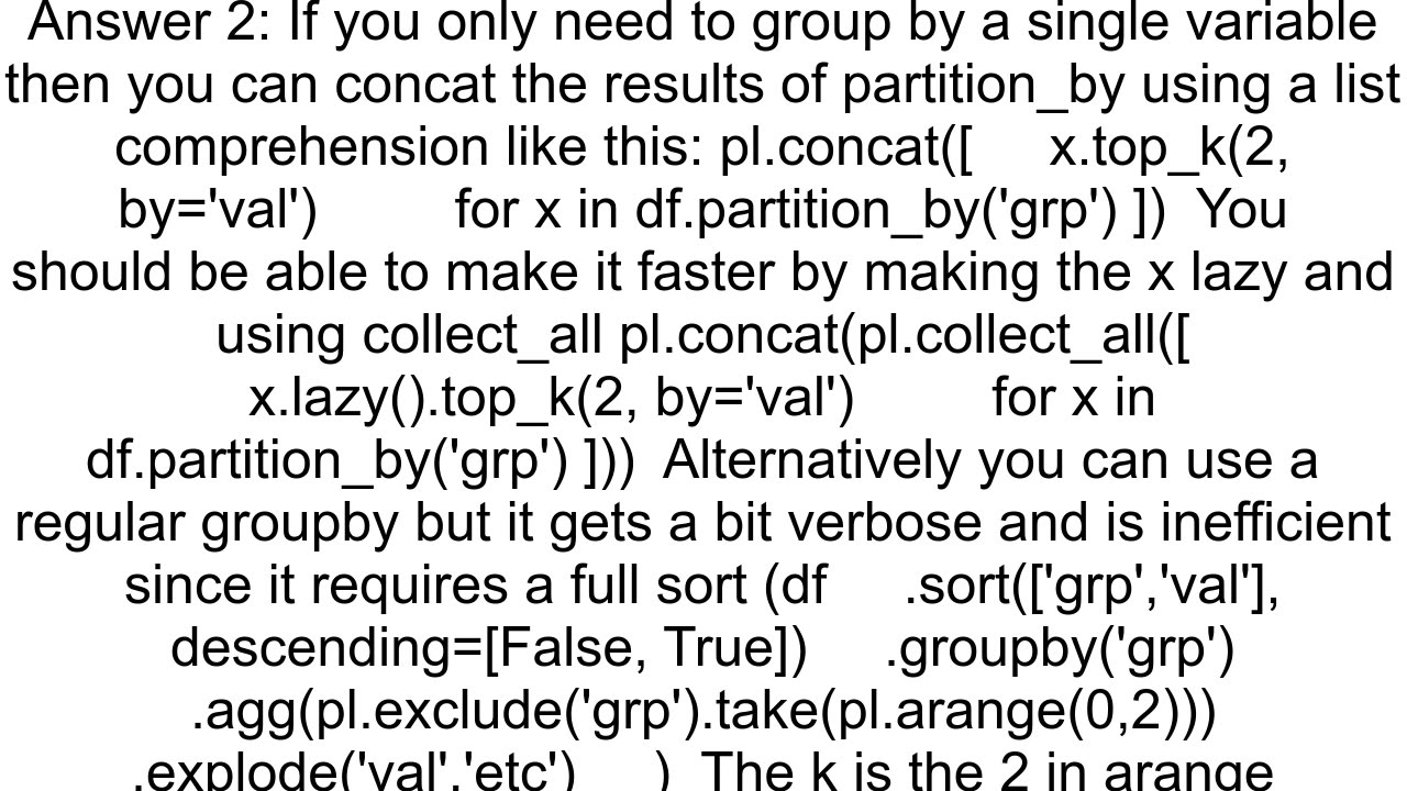 How do I select the top k rows of a python polars dataframe for each group