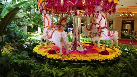 A flower carousel at the Wynn casino in Las Vegas.