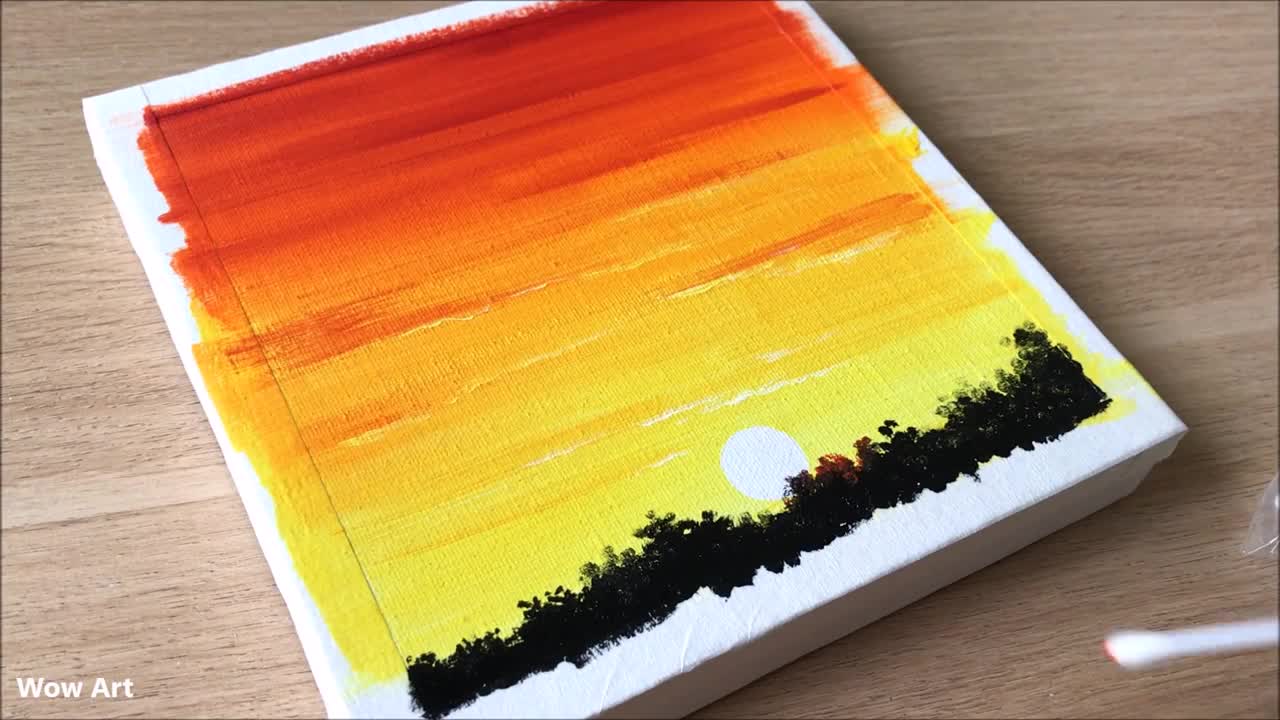 Daily Challenge #34 / Easy Art / Power lines at sunset painting