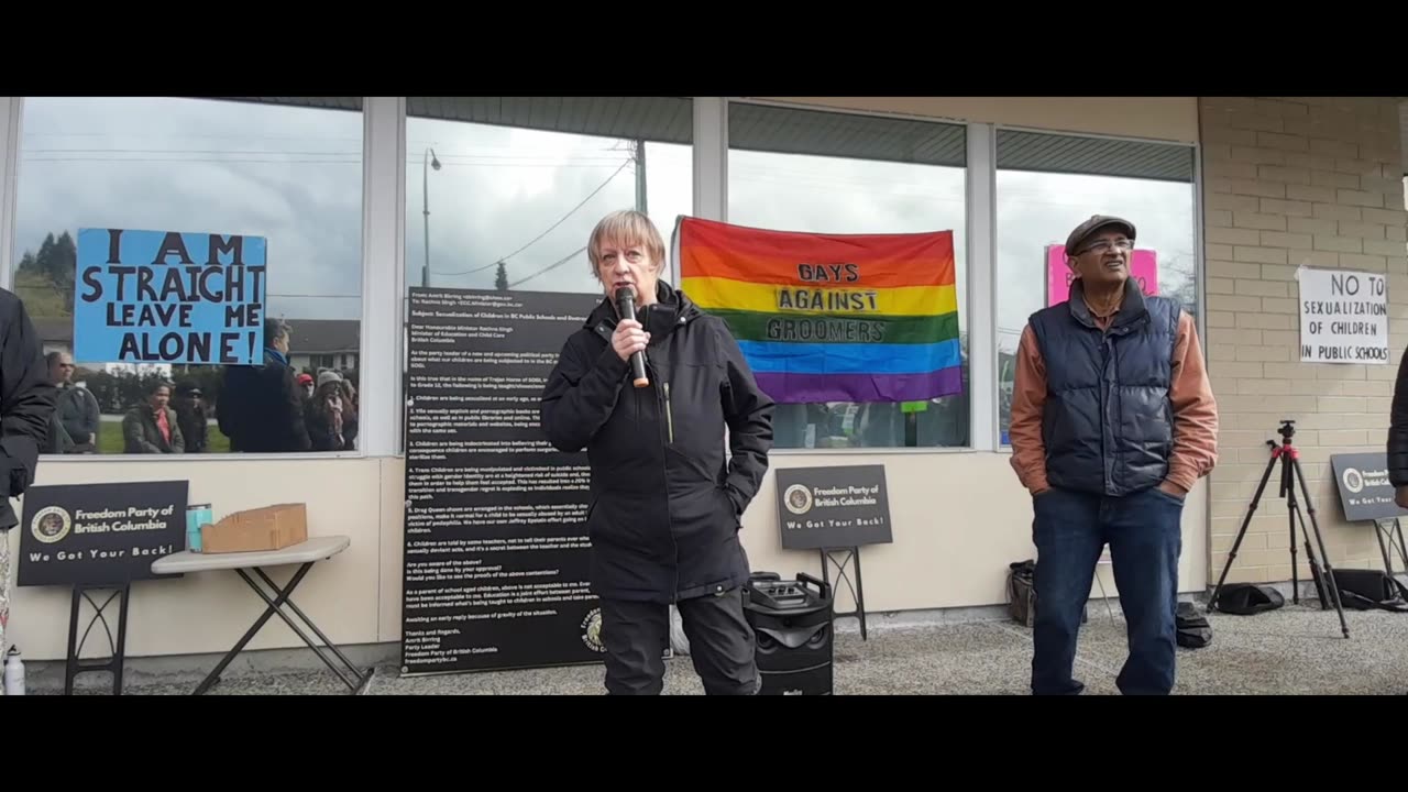 Gathering Outside BC Minister of Ed Office Against Sexualization of Children, March 11, 2023