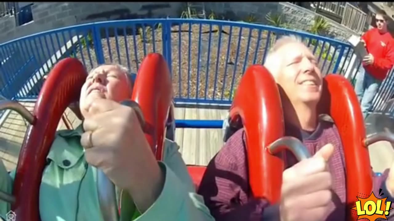 Funny Elderly Woman Loses It On Rollercoaster