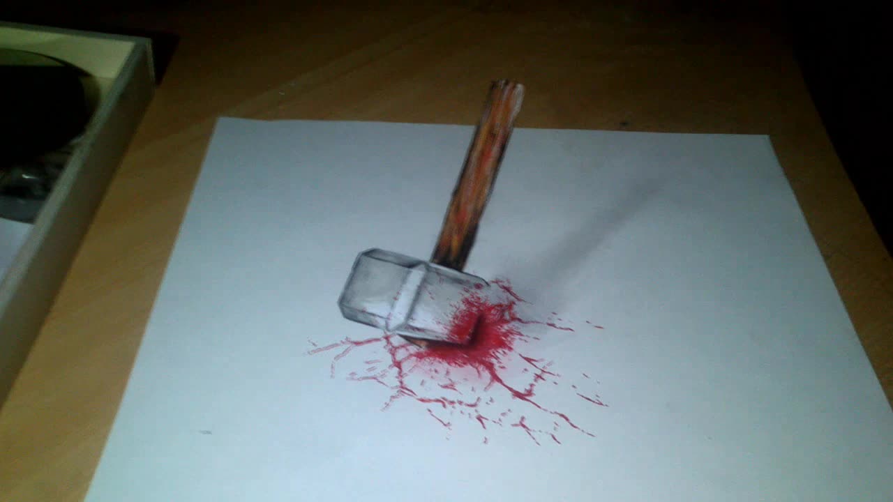 3D Trick Art, blooder Hammer Drawing