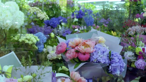 View to the sideboard of a flower shop