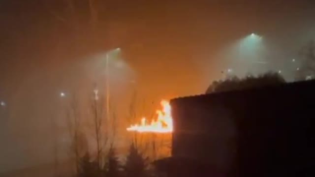 Video of a burning police car in the center of Almaty