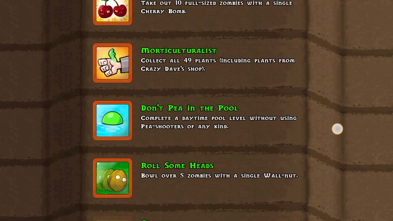 Plants vs Zombies achievements and descriptions