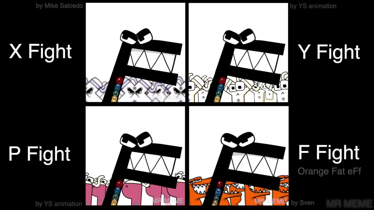 Alphabet Lore but F Orange vs X vs P vs Y Fight.