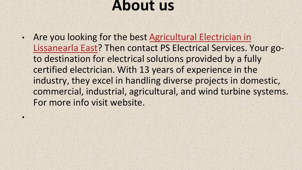 Best Agricultural Electrician in Lissanearla East.
