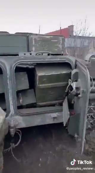 Captured Russian Medical armored vehicle packed with weapons & ammunition.