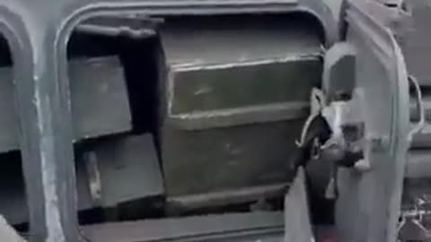 Captured Russian Medical armored vehicle packed with weapons & ammunition.