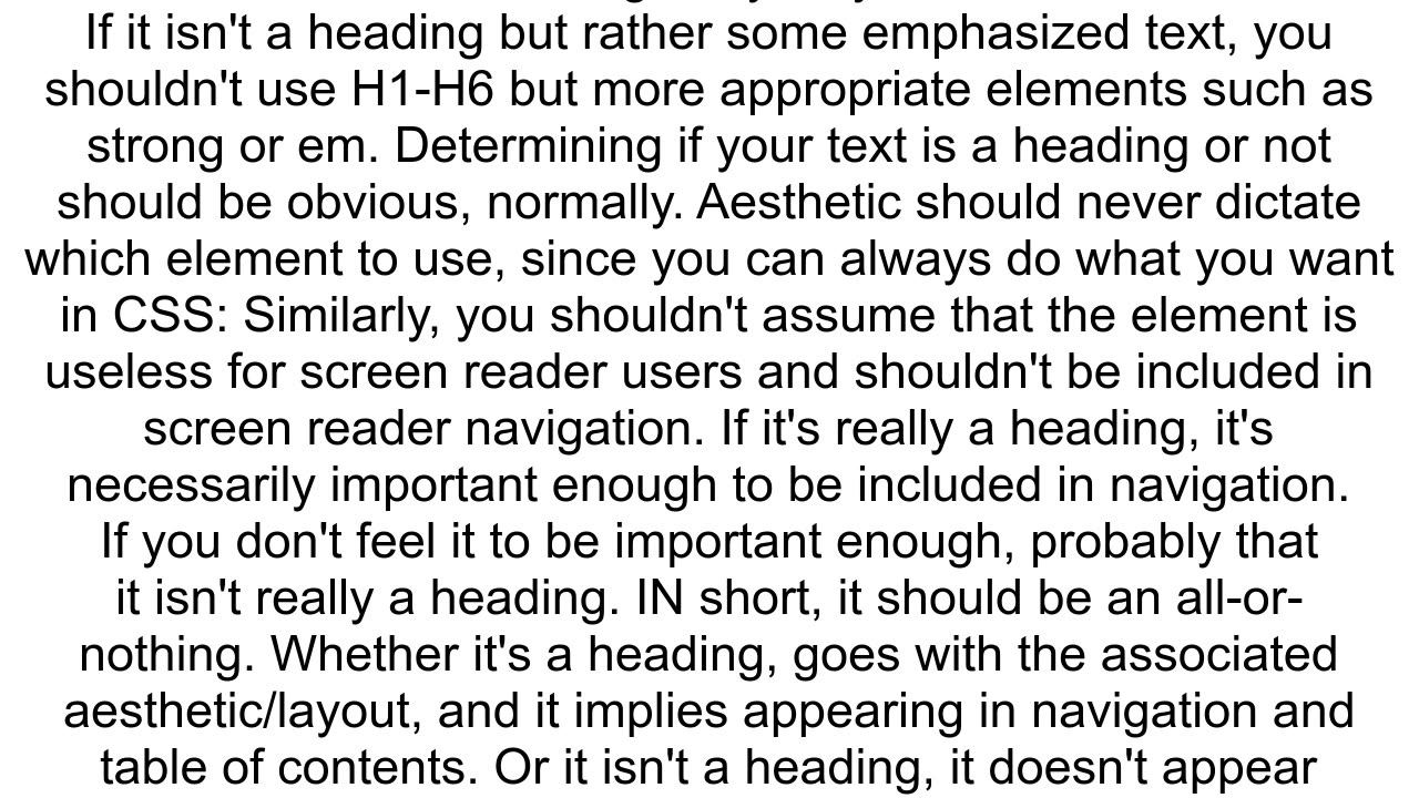 When do I not need to use h1h6 headers to create emphasised text