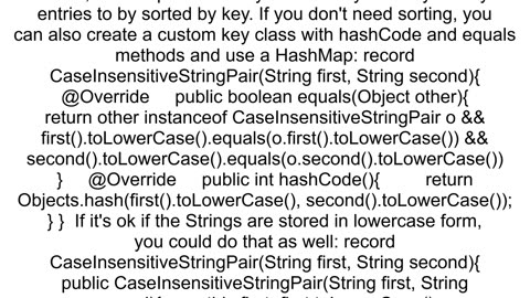 Caseinsensitive map key where key is PairltString Stringgt