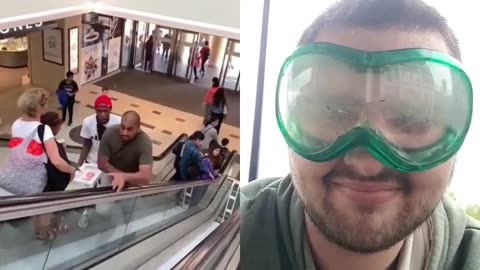 Reaction accidents on a joke on the escalator #shorts #cute #funny #youtubeshorts #short