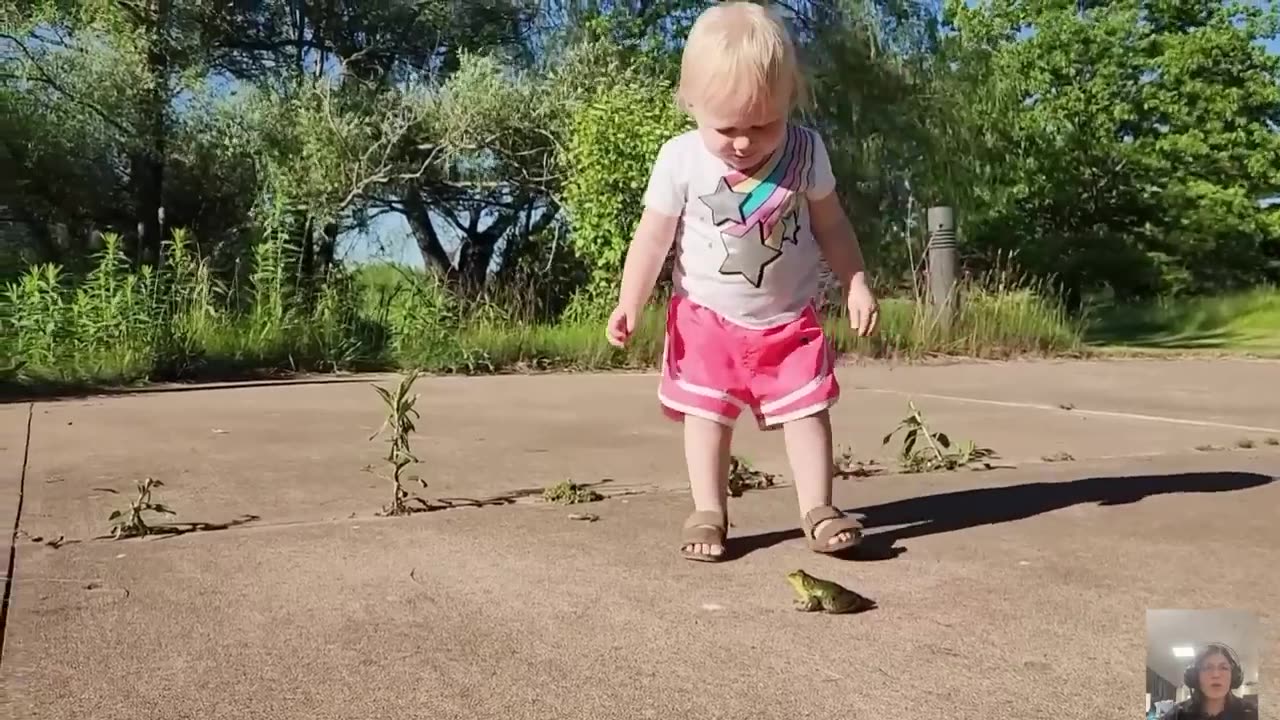 outdoor, babies funny play with animals.