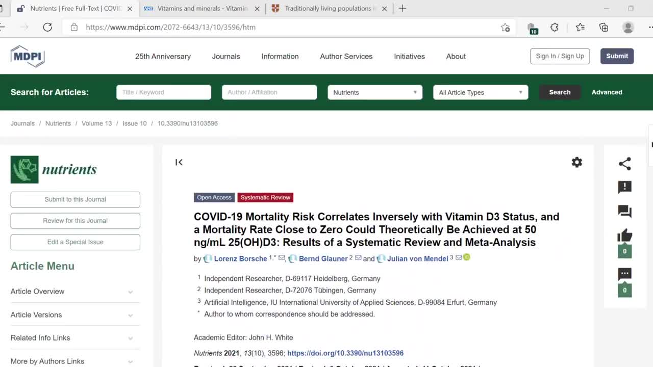 COVID-19 Mortality Risk Correlates Inversely with Vitamin D3 Status,