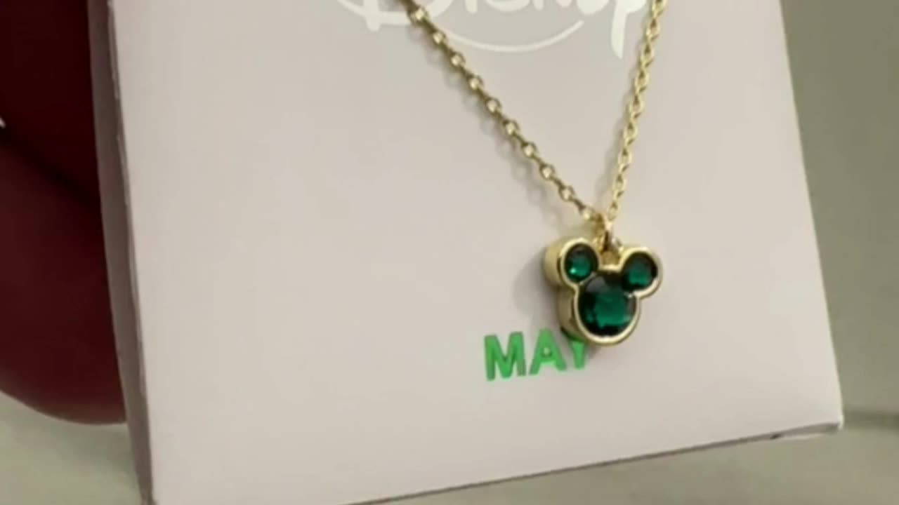 Disney Parks Mickey Mouse Faux Emerald May Birthstone Gold Color Necklace #shorts