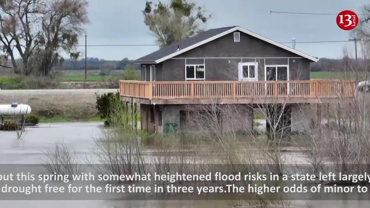 Drone video shows heavy flooding in California's San Joaquin Valley