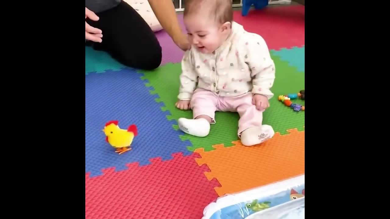 A funny moment for a cute baby