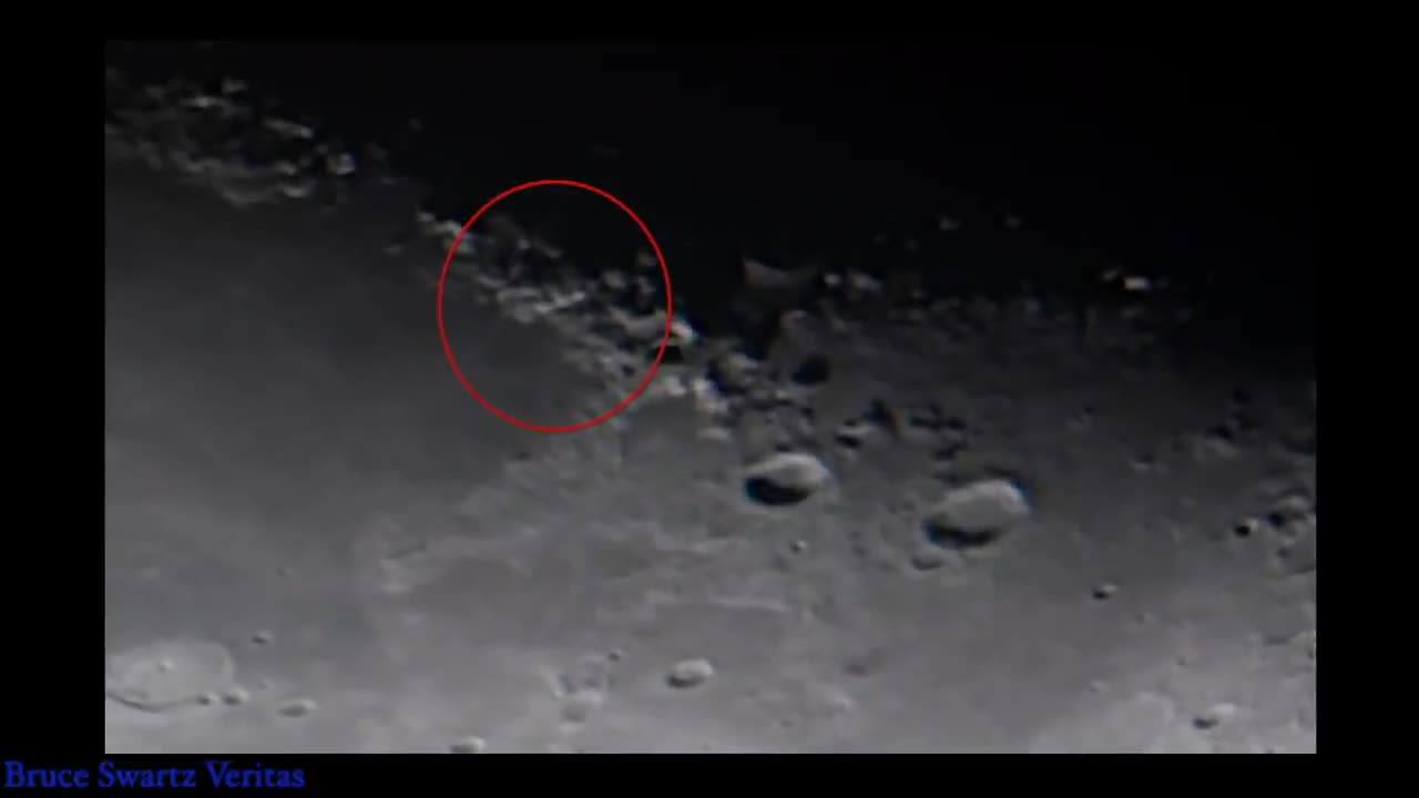 Unknown flying vehicles on the Moon with fires and smoke coming out of them