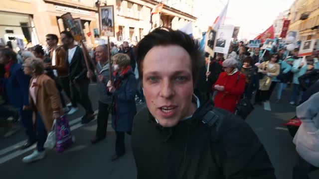 The Immortal Regiment at Victory Day 2019 in St Petersburg, Russia